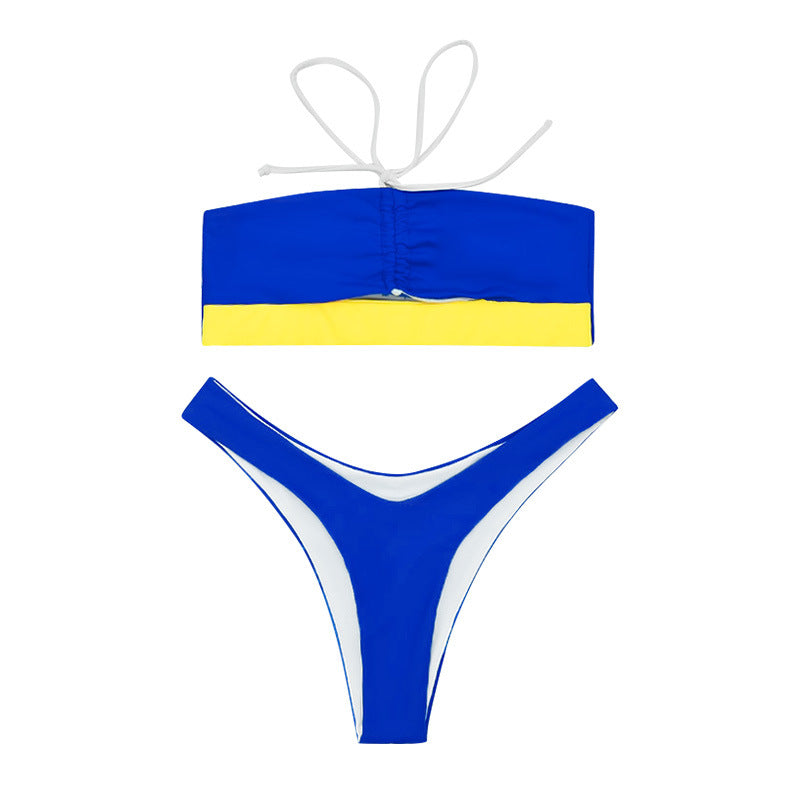 Damen Bandeau-Bikini mit raffiniertem Knoten und hohem Beinausschnitt R&B
