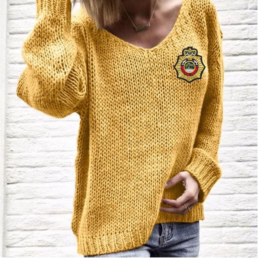 Damen Kuscheliger Strickpullover mit V-Ausschnitt und lässigem Schnitt R&B
