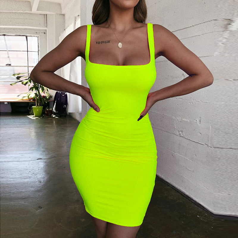 Damen Figurbetontes Minikleid mit quadratischem Ausschnitt