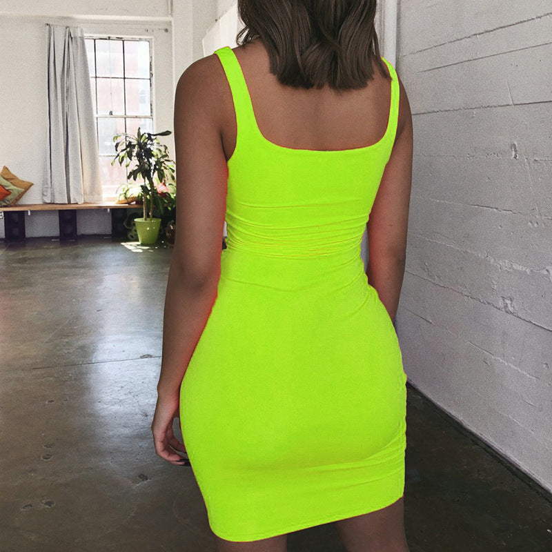 Damen Figurbetontes Minikleid mit quadratischem Ausschnitt R&B
