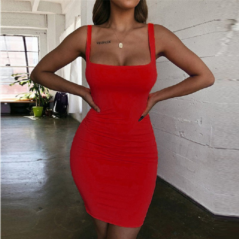 Damen Figurbetontes Minikleid mit quadratischem Ausschnitt R&B