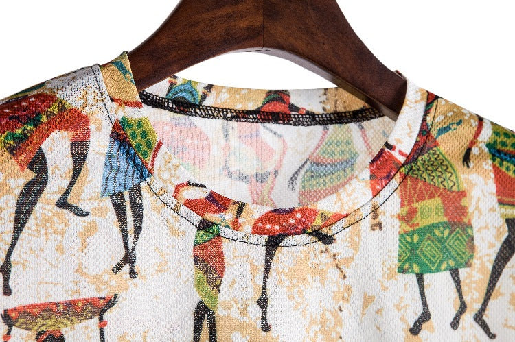 Damen T-Shirt mit kreativem, ethnischem Druck