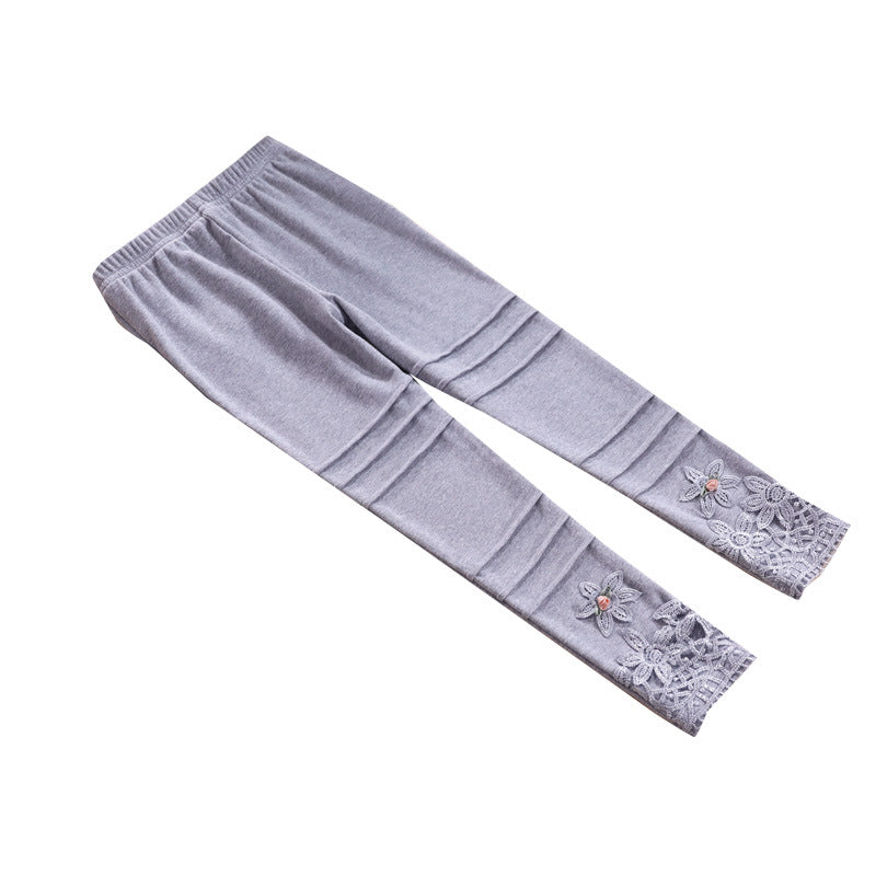 Mädchen modische Leggings mit floralem Spitzenbesatz R&B