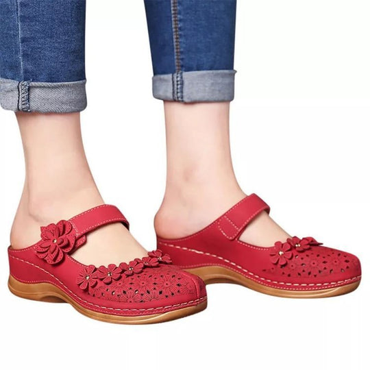Damen Clogs mit dekorativen Blumenapplikationen R&B