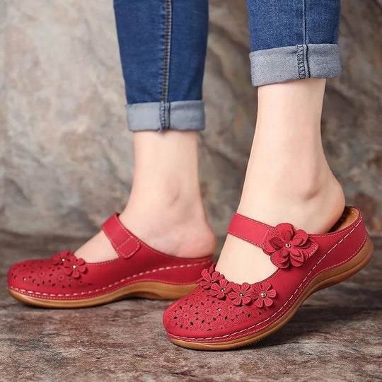 Damen Clogs mit dekorativen Blumenapplikationen R&B