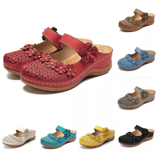 Damen Clogs mit dekorativen Blumenapplikationen R&B
