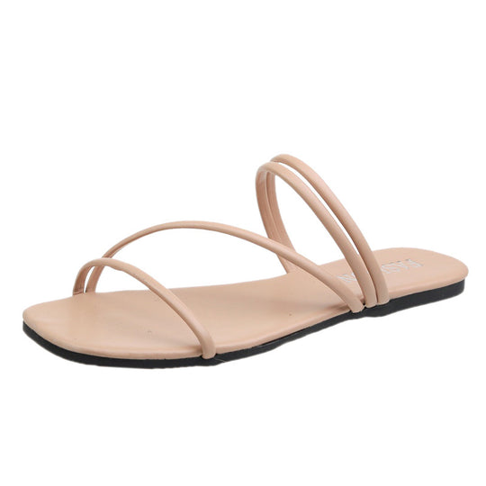 Damen nan minimalistische Schlupf-Sandalette mit filigranen Schlaufenriemen und gepolstertem Komfortfußbett R&B