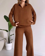 R&B | Stylisches Pit Stripe Jacquard Zwei-Teile Set