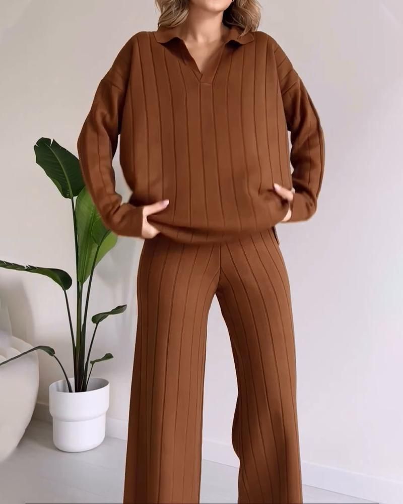 R&B | Stylisches Pit Stripe Jacquard Zwei-Teile Set