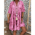Damen nan A-Linien-Tunika-Minikleid mit V-Ausschnitt, stufigem Volant und Boho-Bandana-Print R&B