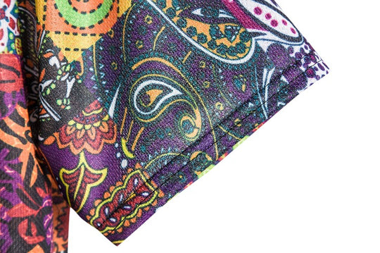 Herren Kurzarmhemd mit buntem Patchwork-Design und lässiger Passform R&B