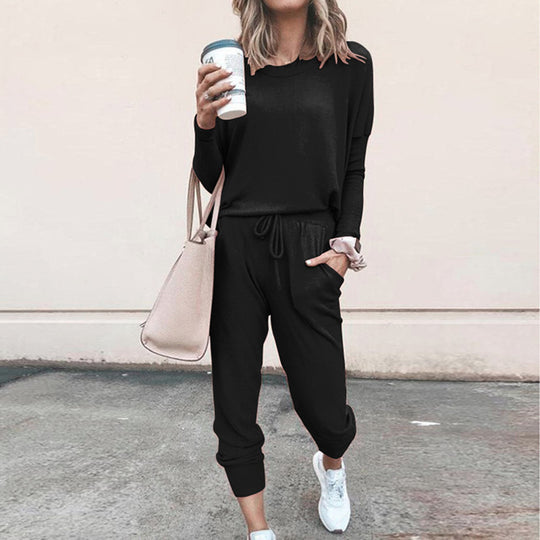 Damen Bequemer Jumpsuit mit modischem Rundhalsausschnitt und regulierbarem Bund R&B