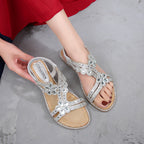 Damen Sandalen im Boho-Stil mit glitzernden Applikationen R&B
