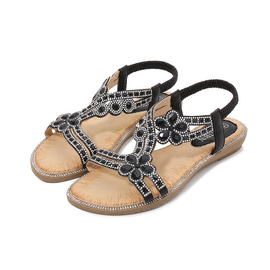 Damen Sandalen im Boho-Stil mit glitzernden Applikationen R&B