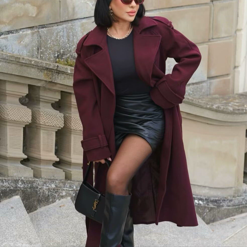 R&B | trenchcoat - eleganter langer roter Damenmantel