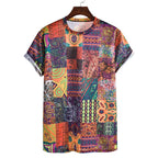 Herren Kurzarmhemd mit buntem Patchwork-Design und lässiger Passform
