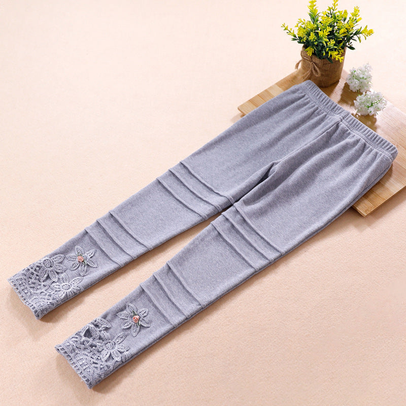 Mädchen modische Leggings mit floralem Spitzenbesatz R&B