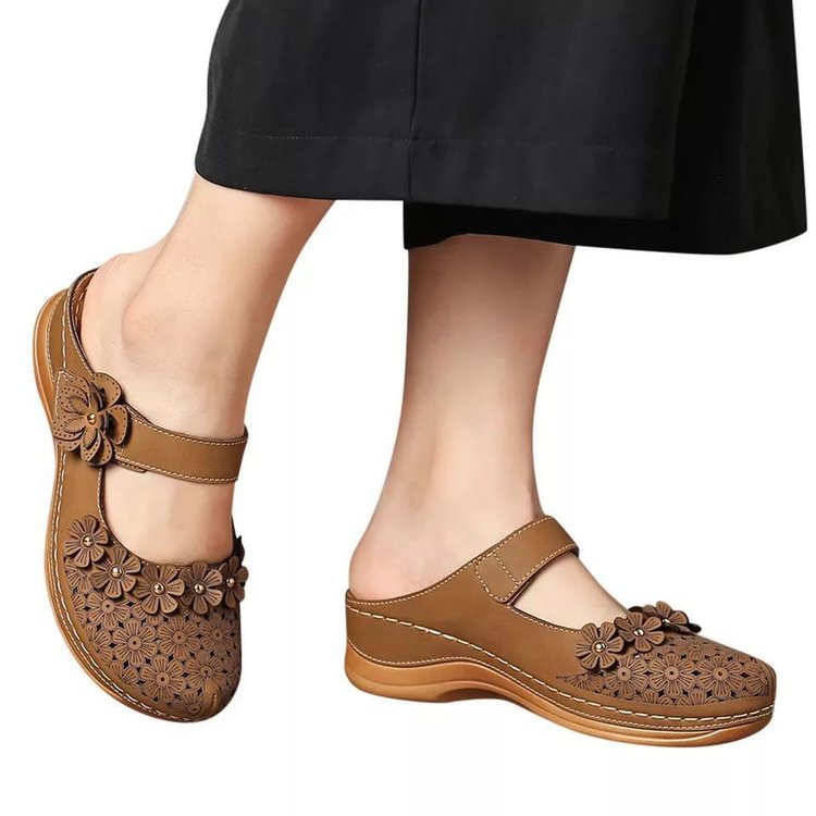 Damen Clogs mit dekorativen Blumenapplikationen R&B