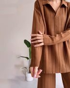 R&B | Stylisches Pit Stripe Jacquard Zwei-Teile Set