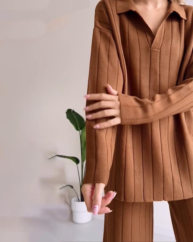 R&B | Stylisches Pit Stripe Jacquard Zwei-Teile Set