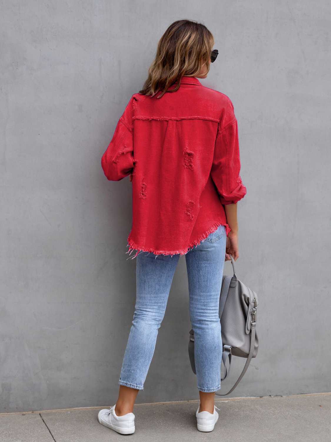 R&B | Distressed Drop Shoulder Denimjacke
