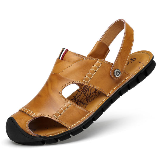 Damen Luxuriöse und atmungsaktive Ledersandalen mit verstellbarem Riemen R&B