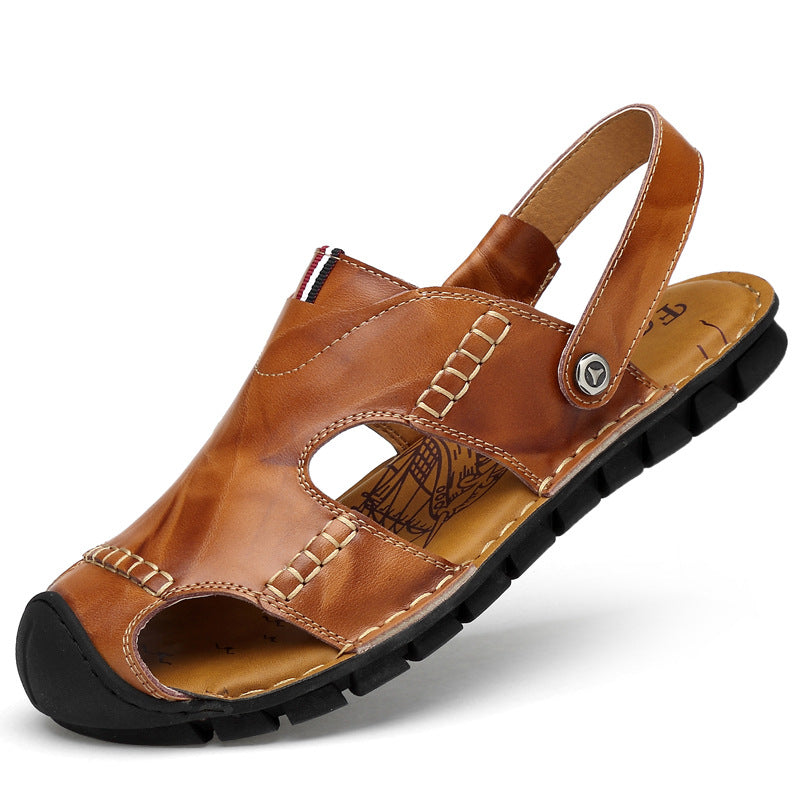 Damen Luxuriöse und atmungsaktive Ledersandalen mit verstellbarem Riemen R&B