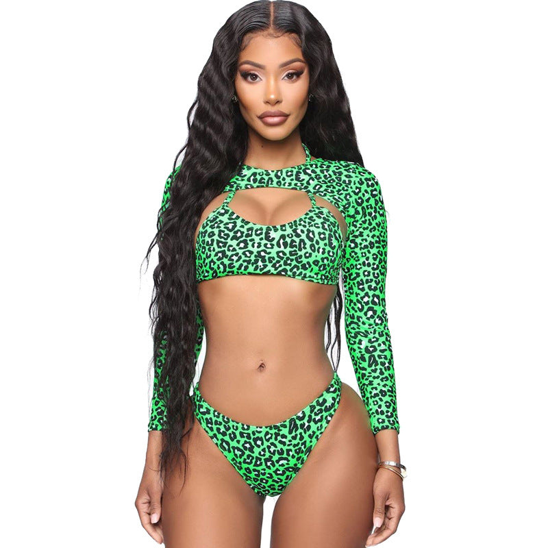Damen Sportlicher Bikini mit langärmligem Design und modischem Cut-Out R&B