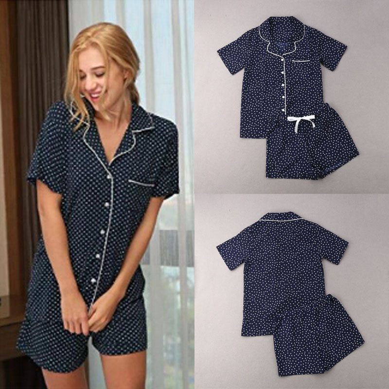 Damen nan zweiteiliges Shorty-Pyjama-Set aus Viskosejersey mit Paspelkragen und Tunnelzugbund R&B