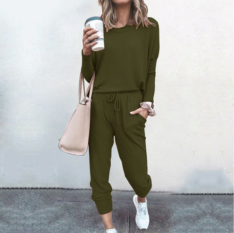 Damen Bequemer Jumpsuit mit modischem Rundhalsausschnitt und regulierbarem Bund R&B