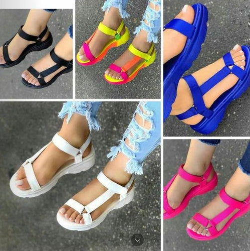 Damen nan sportliche Plateau-Sandalen mit verstellbaren Riemen R&B