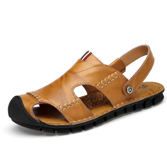 Damen Luxuriöse und atmungsaktive Ledersandalen mit verstellbarem Riemen R&B