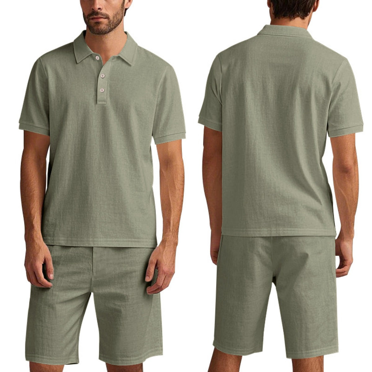 R&B | Kurzärmliges Poloshirt und Shorts Strandanzug
