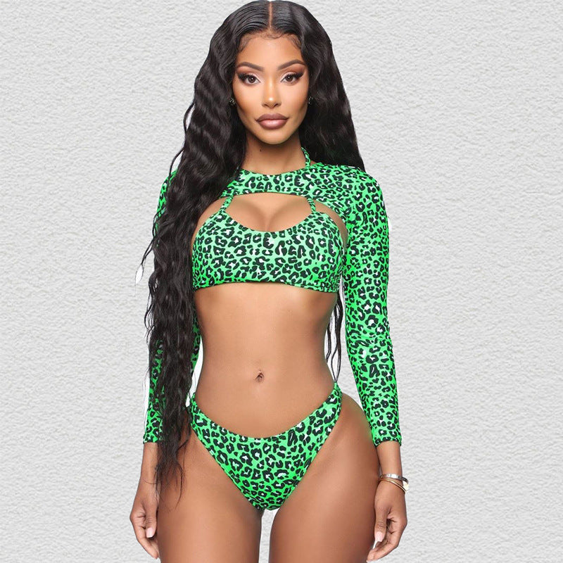 Damen Sportlicher Bikini mit langärmligem Design und modischem Cut-Out R&B
