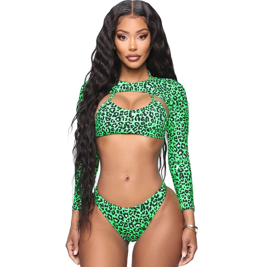 Damen Sportlicher Bikini mit langärmligem Design und modischem Cut-Out R&B