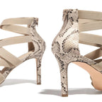 Damen elegante Stilettos mit verstellbaren Riemen und Schlangenleder-Optik R&B