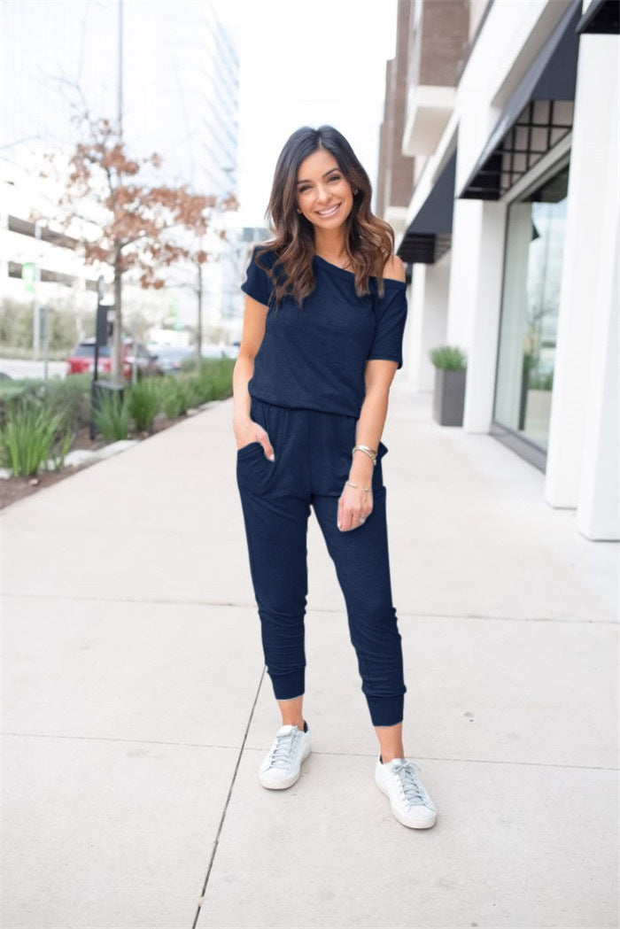 Damen Freizeit-Jumpsuit mit lässigem Schnitt und praktischen Taschen R&B