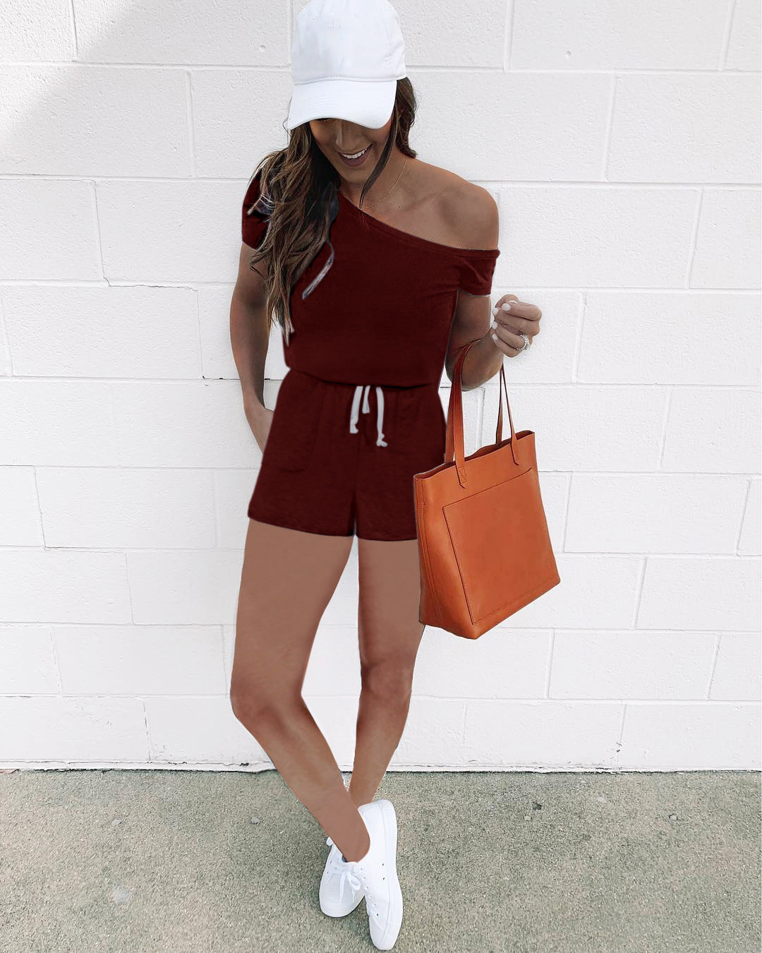 Damen lässiger Jumpsuit mit asymmetrischem Schnitt und praktischen Taschen R&B