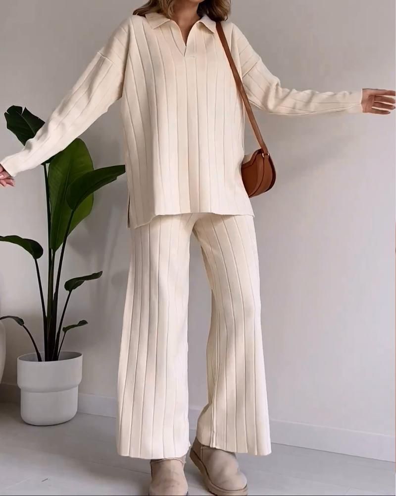 R&B | Stylisches Pit Stripe Jacquard Zwei-Teile Set