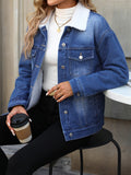 R&B | Denimjacke mit Fleecekragen Baumwolle Warm und Stilvoll