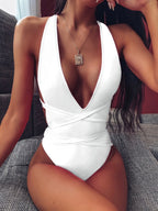 Damen Hochgeschnittener Cut-Out Einteiler Badeanzug