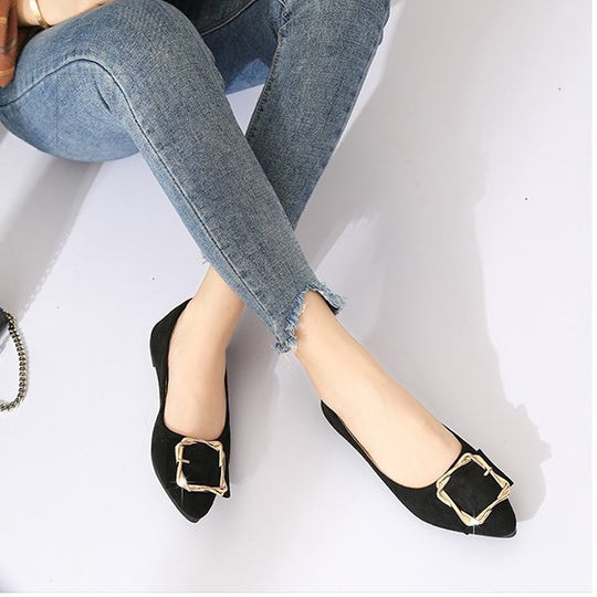 Damen Ballerina-Schuhe mit elegantem Schnallenakzent und bequemer Fußbettung R&B