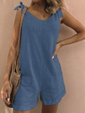 Damen Jumpsuit mit praktischen Taschen und verspielten Schulterbändern R&B