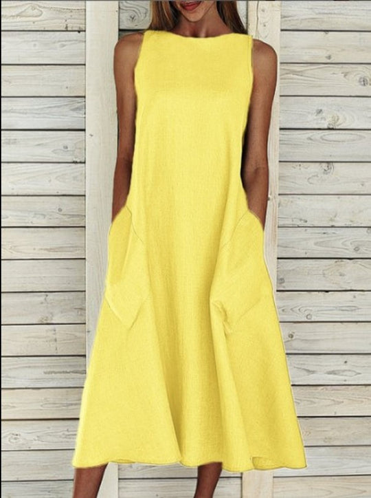 Damen luftiges Maxikleid mit praktischen Seitentaschen R&B