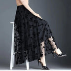 R&B | Eleganter Maxirock Aus Mesh mit Blumenmuster