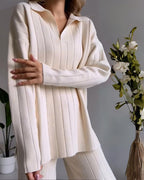 R&B | Stylisches Pit Stripe Jacquard Zwei-Teile Set