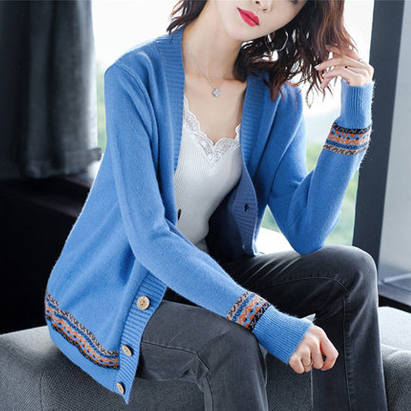 Damen Strickjacke mit eleganten Knopfdetails und modischer Häkelbordüre R&B