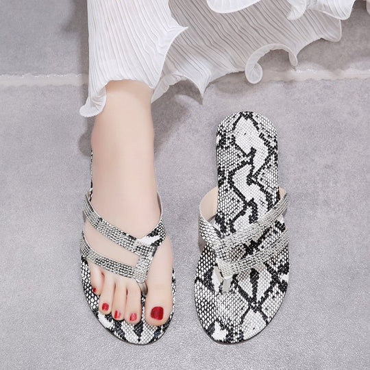 Damen Glamouröse Zehentrenner-Sandalen mit schimmernden Riemen und bequemem Fußbett R&B