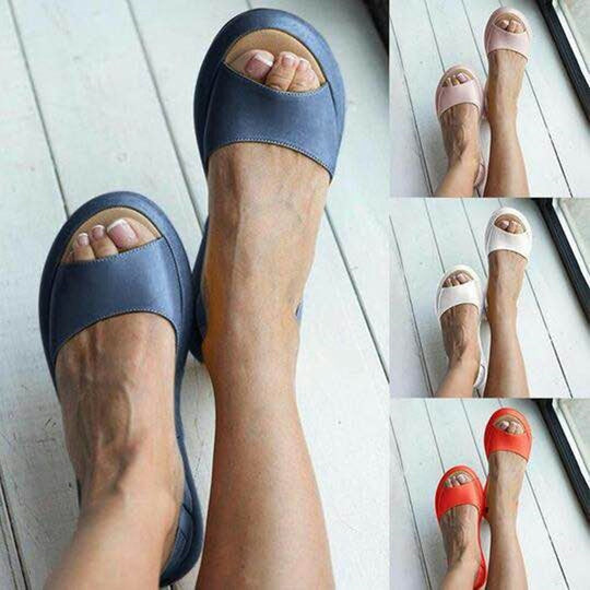 Damen offene Zehentrenner-Sandalen mit ergonomischem Fußbett R&B