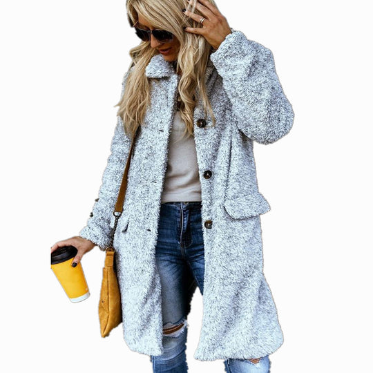 Damen Fleecejacke mit Knopfverschluss und praktischen Taschen R&B